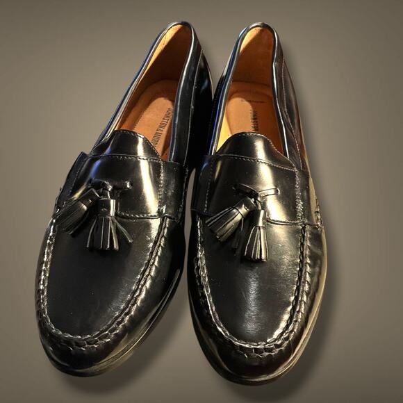 NWOT Men\'s 11 JOHNSTON & MURPHY Black Polished Leather Hayes Tassel Loafer main image 7